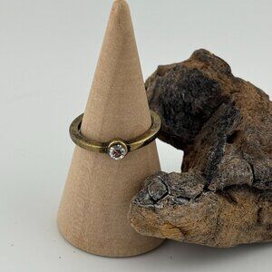 Gold Toned Dingle Cubic Zirconia Pinky Ring